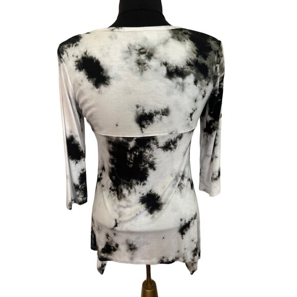 Thomas & Olivia Black & White Tie-Dye 3/4 Sleeve Top, Size PS - Picture 3 of 7